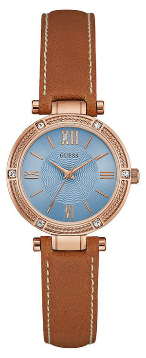  Shop Authentic Guess Park Avenue Blue Dial Brown Leather Strap Watch for Women - W0838L2 - Luxxuri