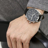  Shop Authentic Hugo Boss Champion Black Dial Black Leather Strap Watch for Men - 1513816 - Luxxuri