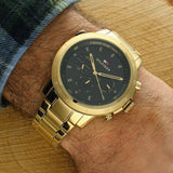  Shop Authentic Tommy Hilfiger Troy Chronograph Black Dial Gold Steel Strap Watch For Men - 1792109 - Luxxuri
