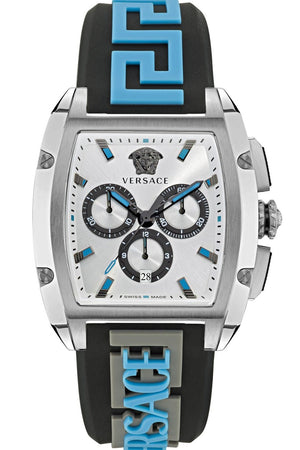  Shop Authentic Versace Dominus Chronograph Silver Dial Black Rubber Strap Watch For Men - VE6H00123 - Luxxuri