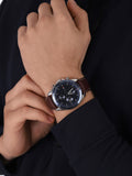  Shop Authentic Tommy Hilfiger Parker Chronograph Blue Dial Brown Leather Strap Watch For Men - 1791837 - Luxxuri