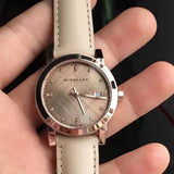  Shop Authentic Burberry The City Diamonds Beige Dial Beige Leather Strap Watch for Women - BU9131 - Luxxuri