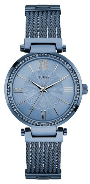 Shop Authentic Guess Soho Diamonds Blue Dial Blue Mesh Bracelet Watch For Women - W0638L3 - Luxxuri